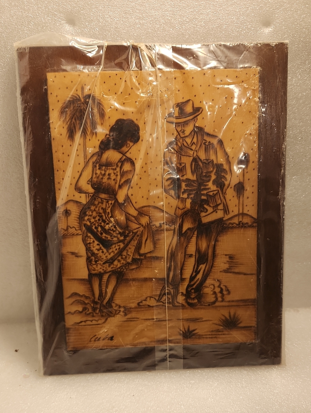 Handcrafted Vintage-Style Brown and Tan Wood Wall Art - Unbranded